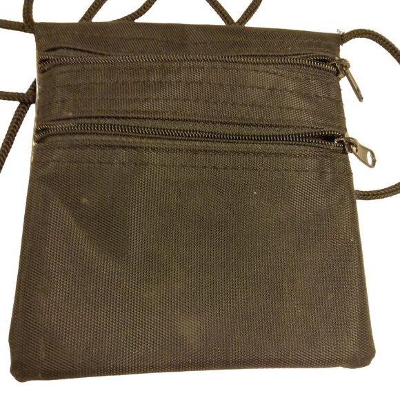 Black Passport Holder Document ShoulderBag Zipper Coin Purse Tote Plastic Slot - Picture 2 of 7